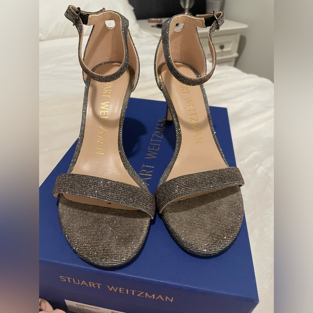 Stuart Weitzman Silver sparkling evening sandals
